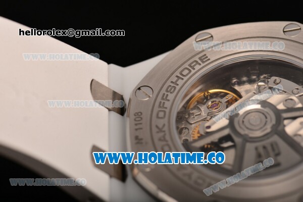 Audemars Piguet Royal Oak Offshore Chrono Swiss Valjoux 7750 Automatic Ceramic Case with Blue Stick Markers and White Dial (JF) - Click Image to Close